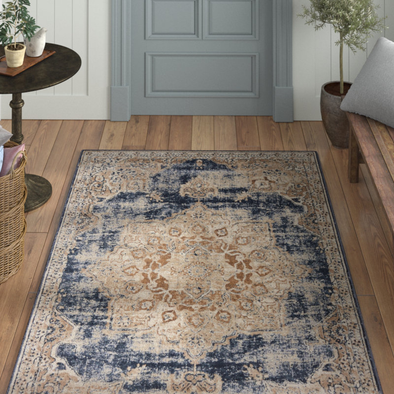 Laurel Foundry Modern Farmhouse Abbeville Oriental Dark Blue/Beige Area
